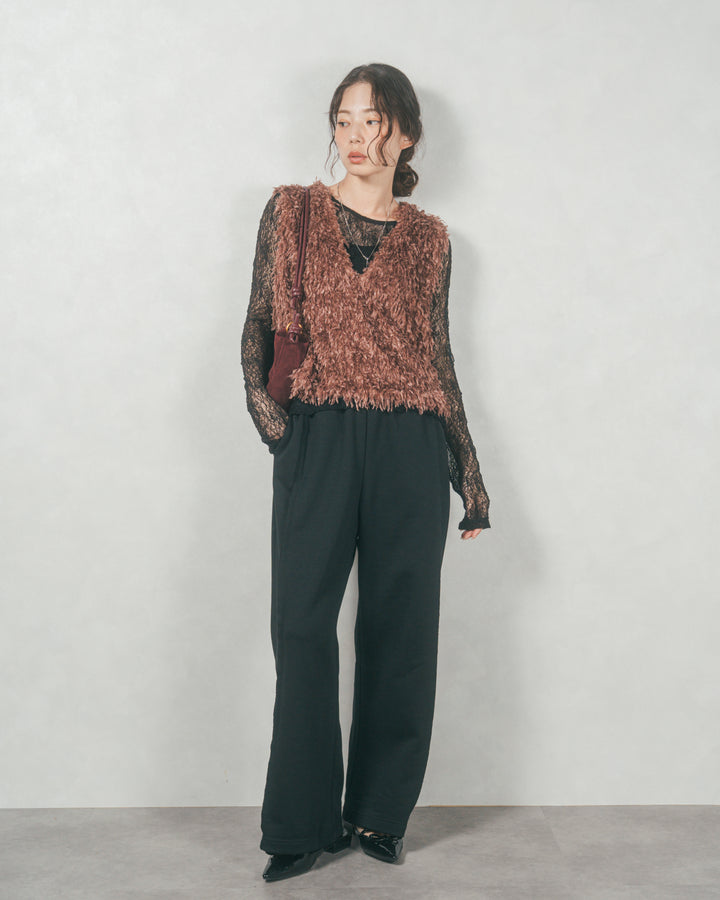 ストレッチレースシアートップス (BLACK)