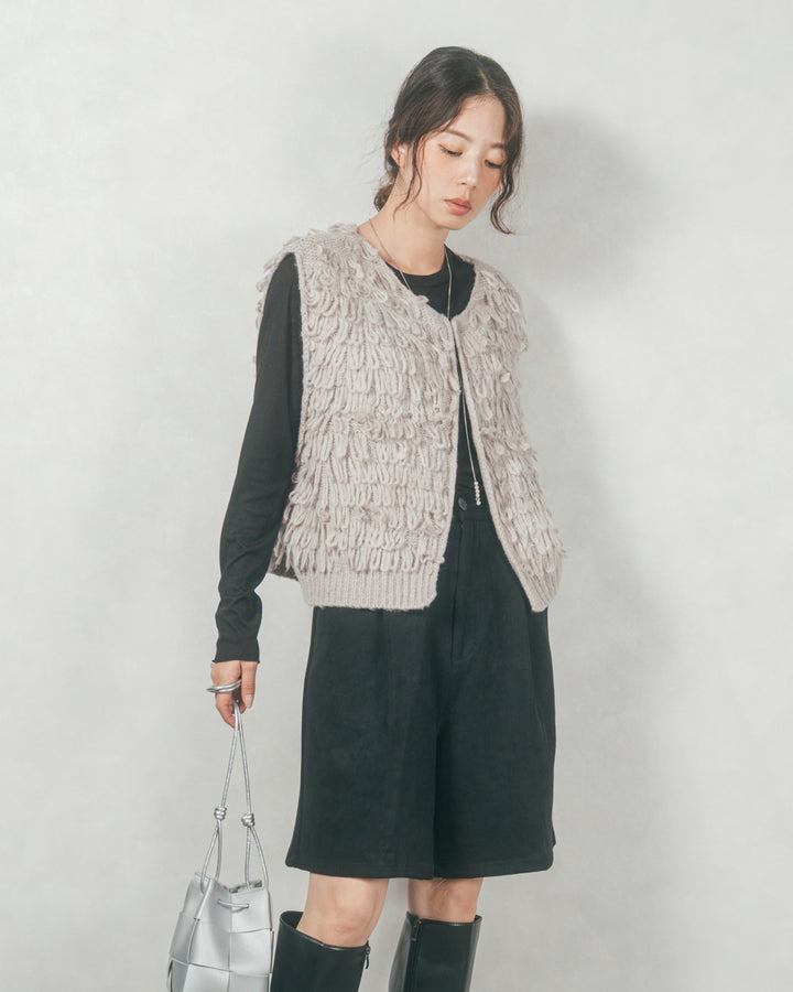 スウェードライクハーフパンツ (BLACK)