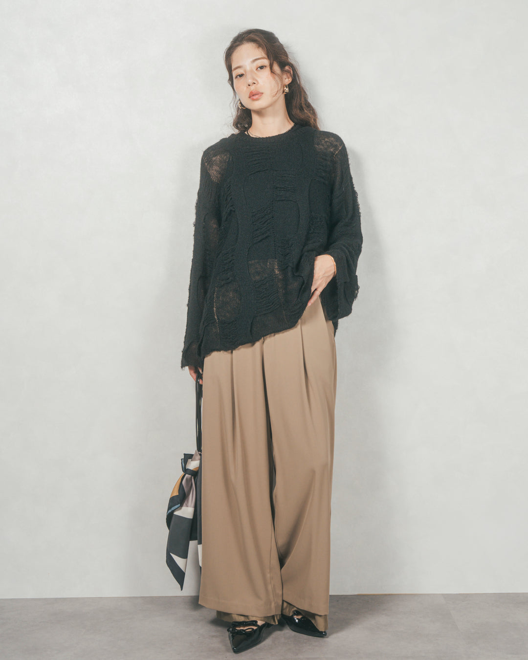 コージーオーバーサイズニット (BLACK)