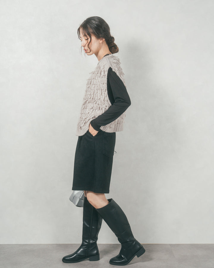 スウェードライクハーフパンツ (BLACK)