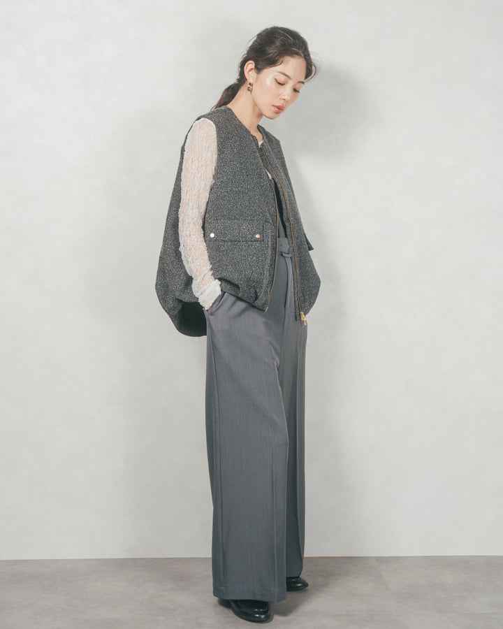 ネップ入りTweedバルーンベスト(BLACK)