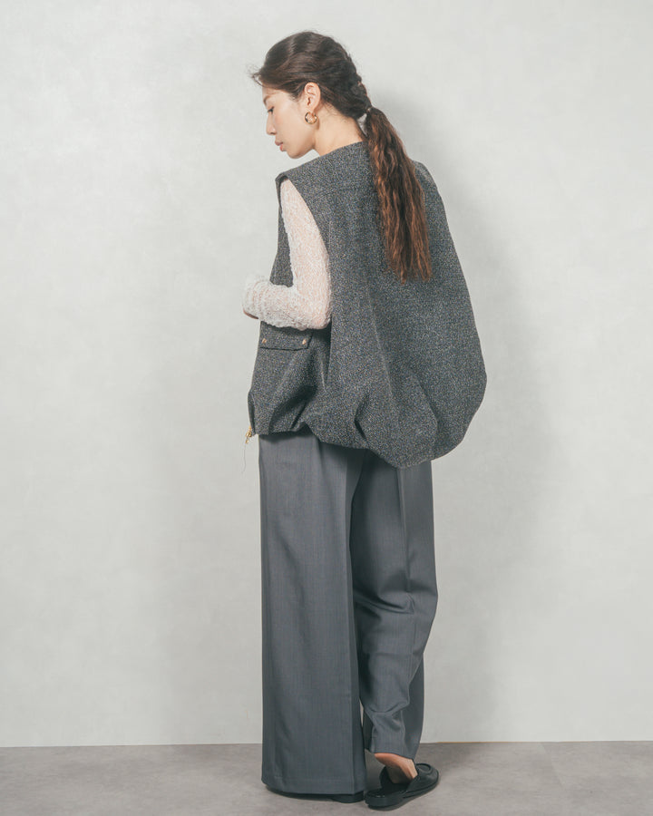 ネップ入りTweedバルーンベスト(BLACK)