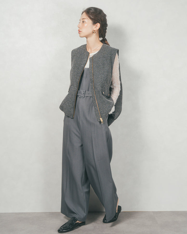 ネップ入りTweedバルーンベスト(BLACK)