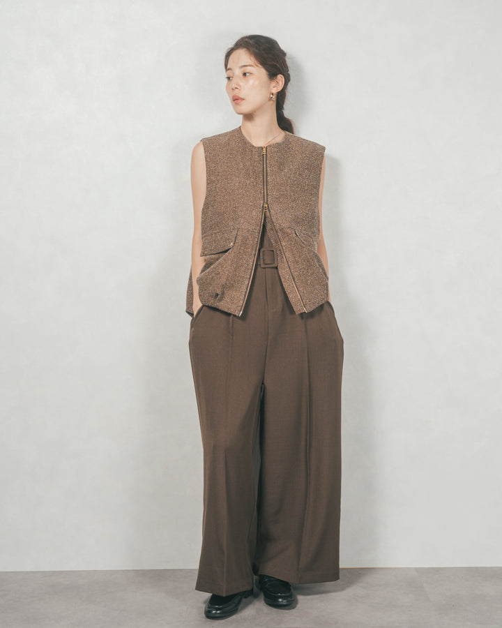 ネップ入りTweedバルーンベスト (BROWN)