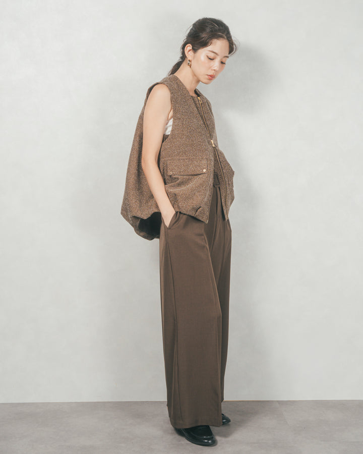 ネップ入りTweedバルーンベスト (BROWN)