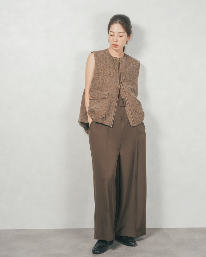 ネップ入りTweedバルーンベスト (BROWN)