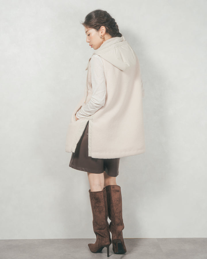 レザーライクハーフパンツ (BROWN)