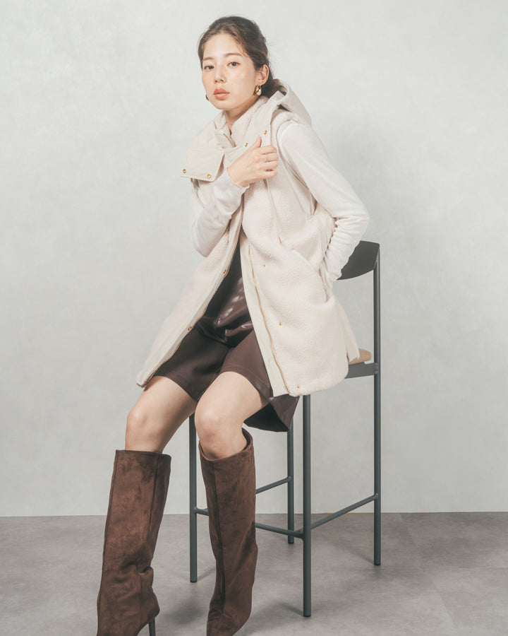 レザーライクハーフパンツ (BROWN)