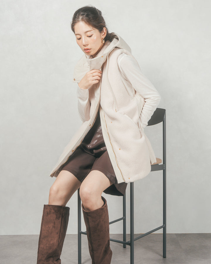 レザーライクハーフパンツ (BROWN)