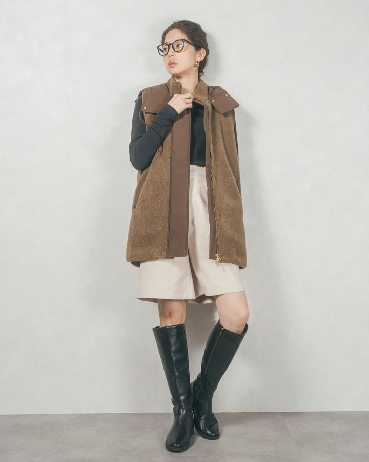 レザーライクハーフパンツ (IVORY)