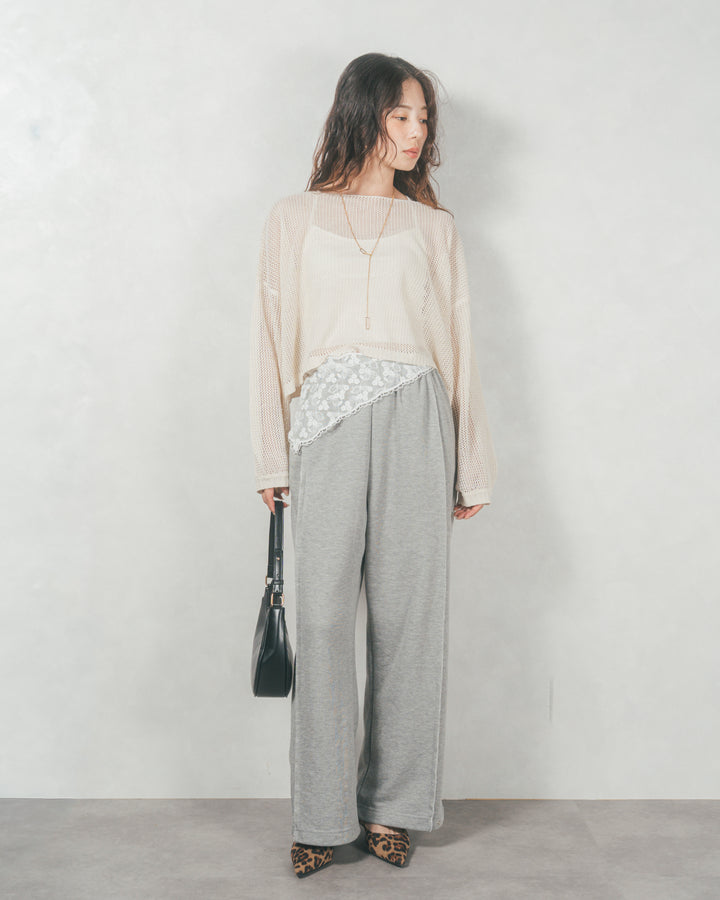 クロップドメッシュニット (CREAM)