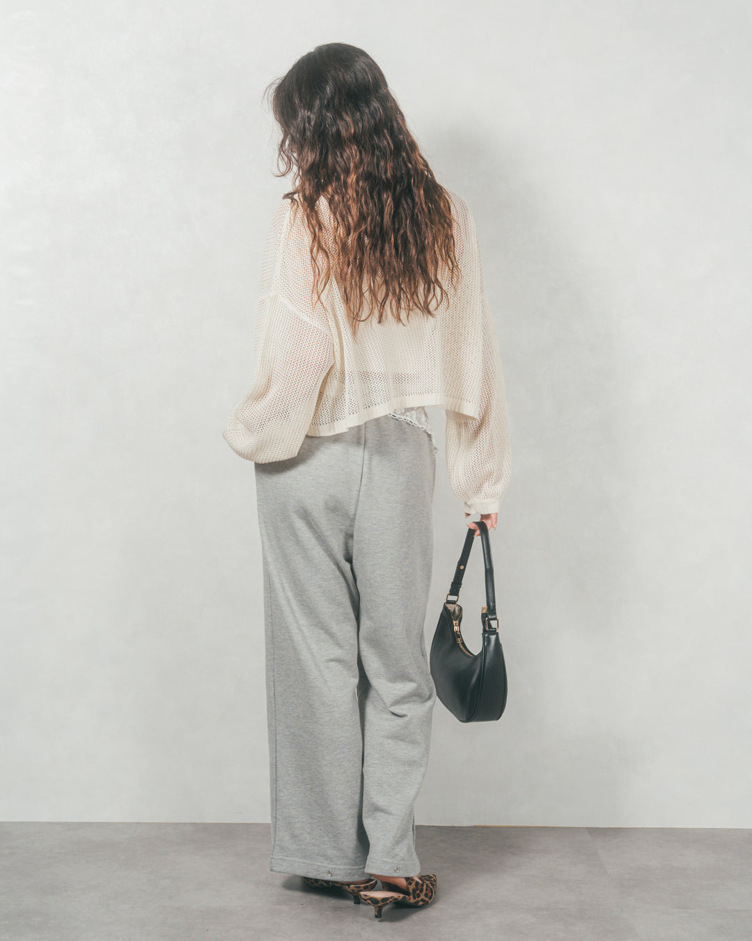 クロップドメッシュニット (CREAM)