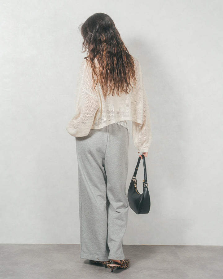 クロップドメッシュニット (CREAM)