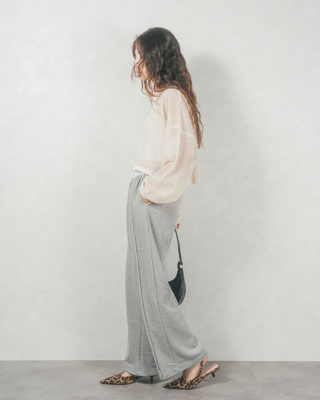 クロップドメッシュニット (CREAM)