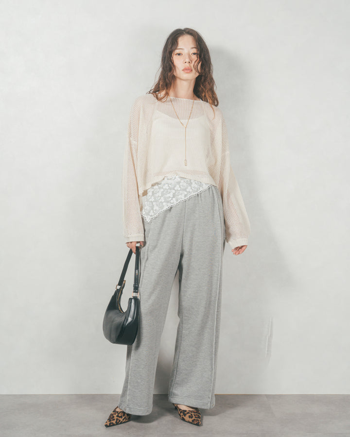 クロップドメッシュニット (CREAM)