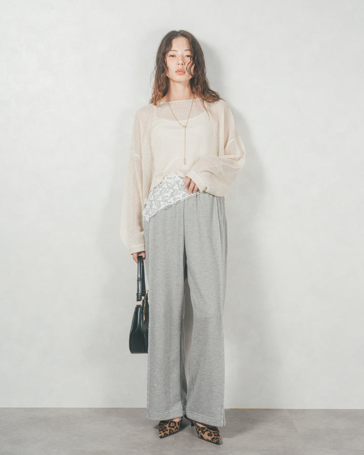 クロップドメッシュニット (CREAM)