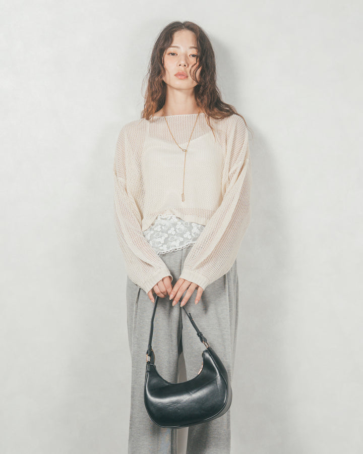 クロップドメッシュニット (CREAM)
