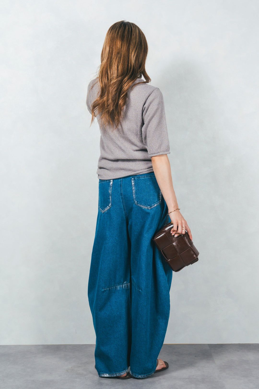 スラブカールデザインニットT (GRAY)