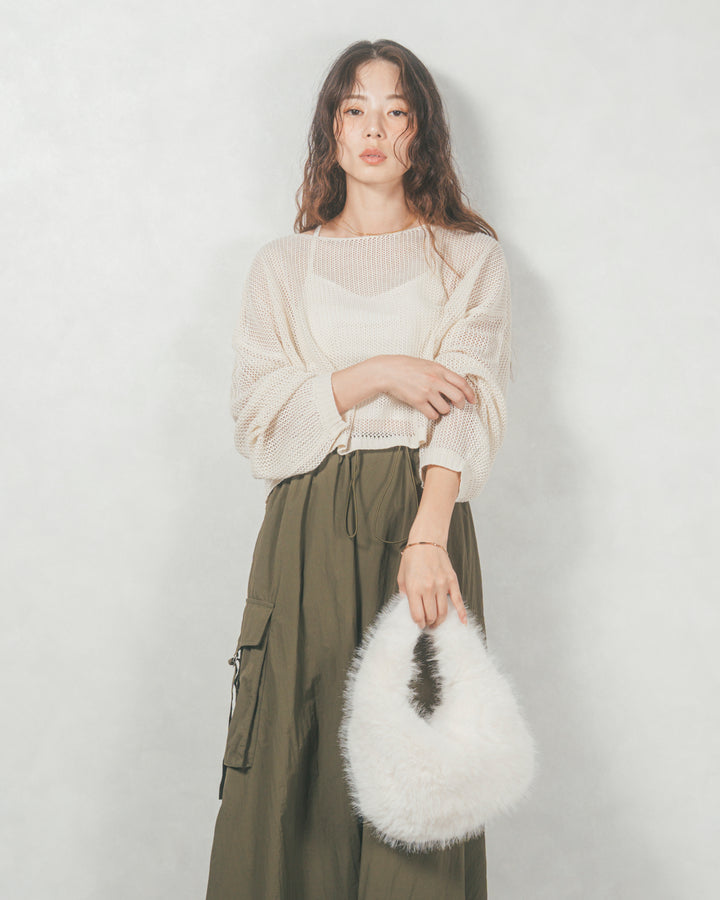 クロップドメッシュニット (CREAM)