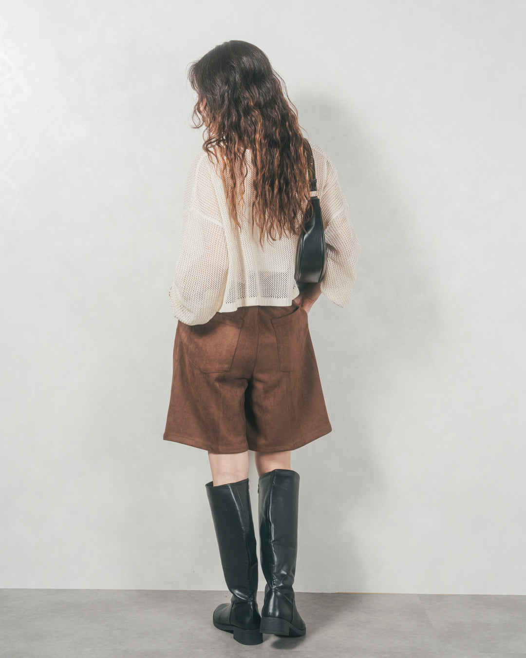 スウェードライクハーフパンツ (BROWN)
