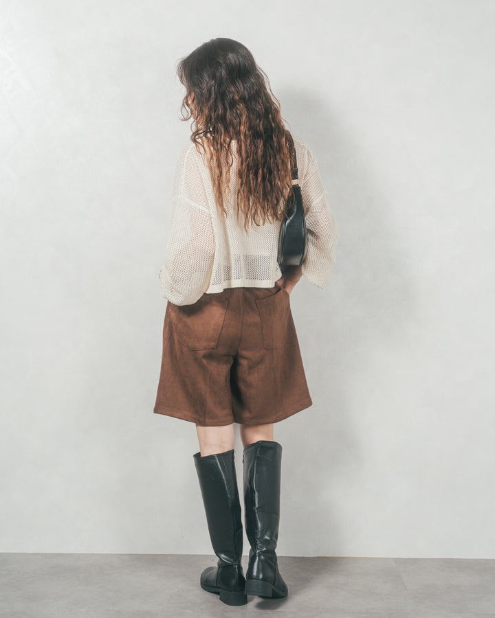 スウェードライクハーフパンツ (BROWN)