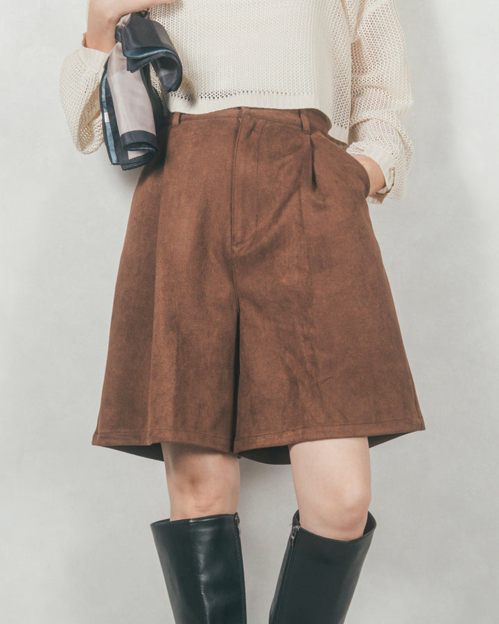 スウェードライクハーフパンツ (BROWN)