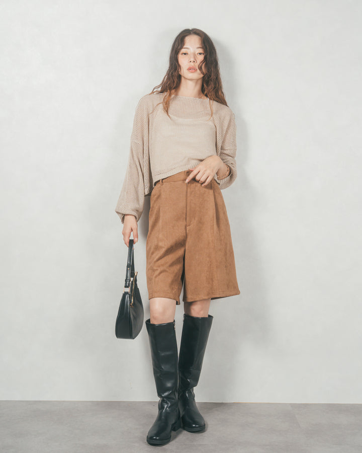 クロップドメッシュニット (BEIGE)