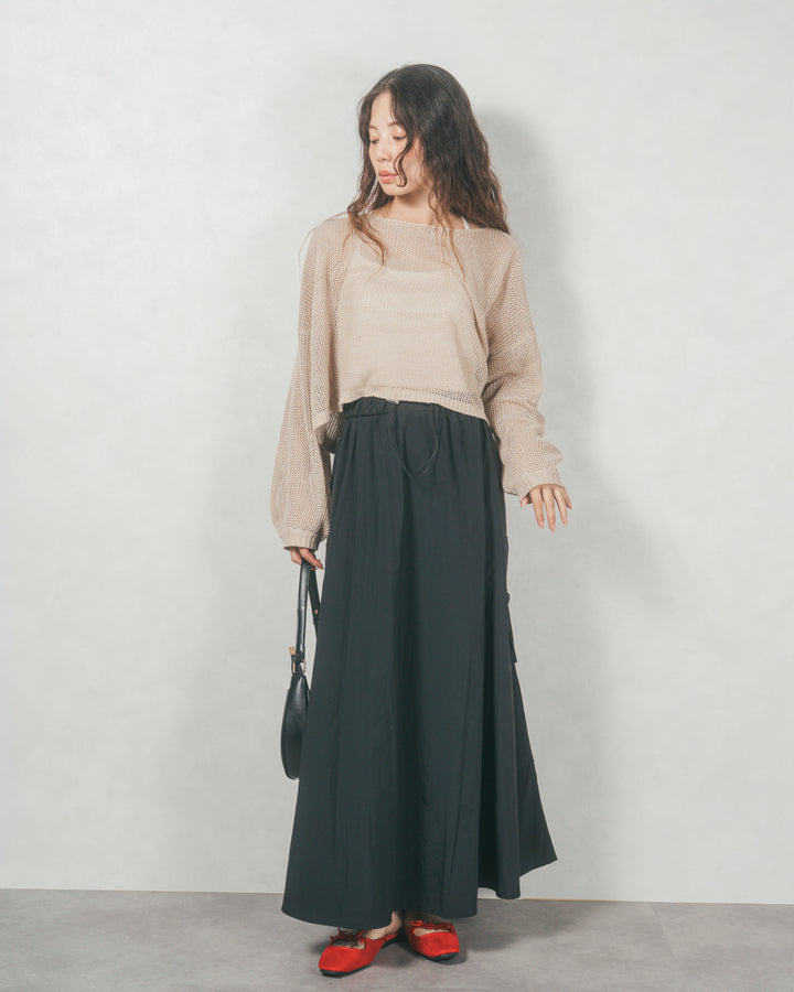 クロップドメッシュニット (BEIGE)