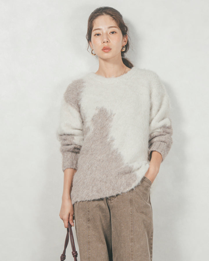 ニュアンスグラデーションShaggyニット (BEIGE)