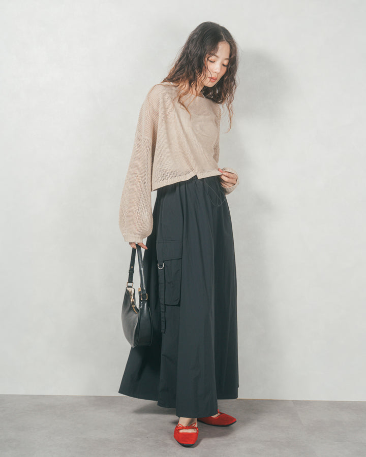 クロップドメッシュニット (BEIGE)
