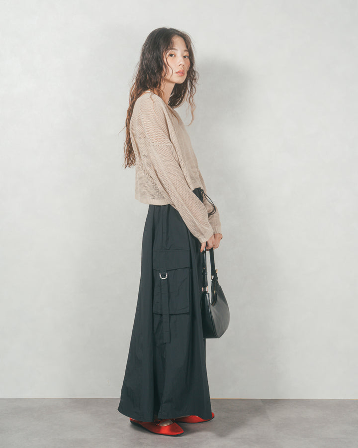 クロップドメッシュニット (BEIGE)
