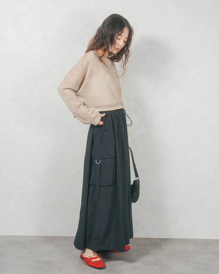 クロップドメッシュニット (BEIGE)