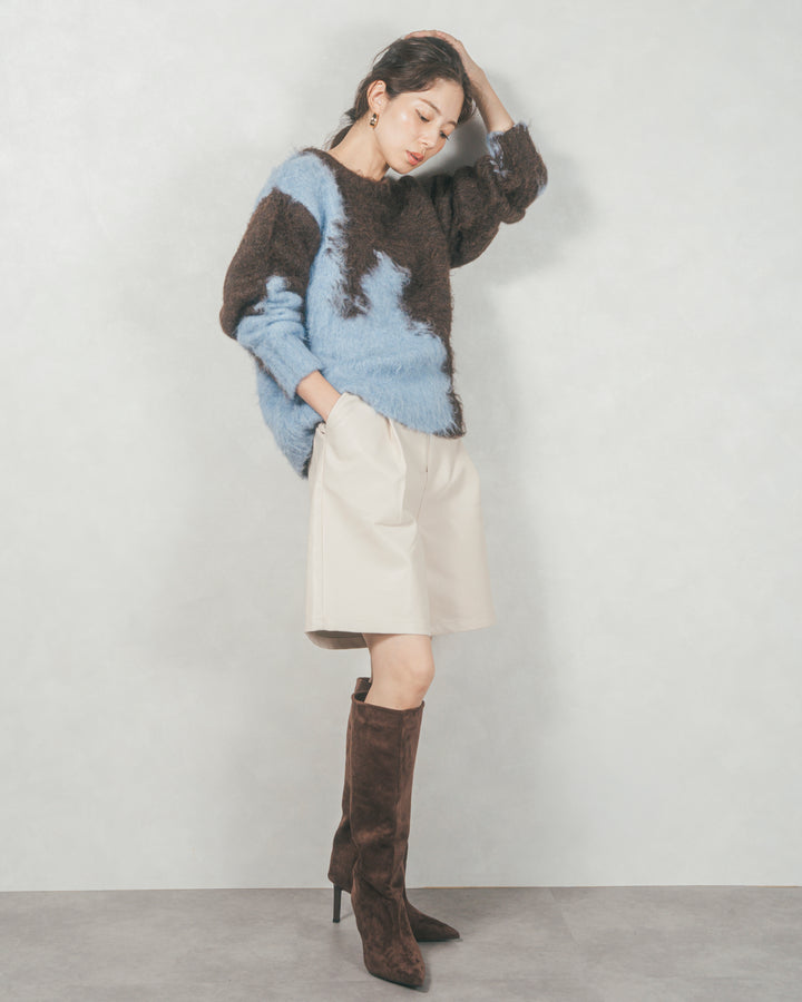 レザーライクハーフパンツ (IVORY)