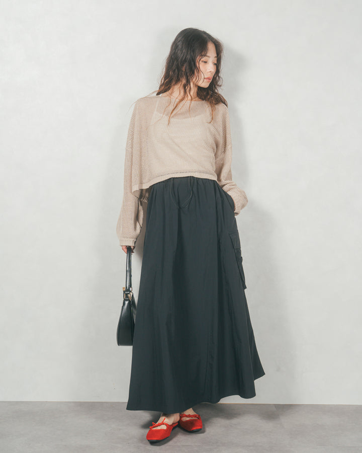 クロップドメッシュニット (BEIGE)