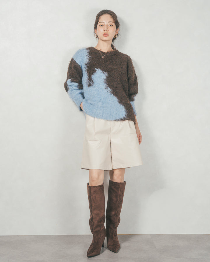 レザーライクハーフパンツ (IVORY)