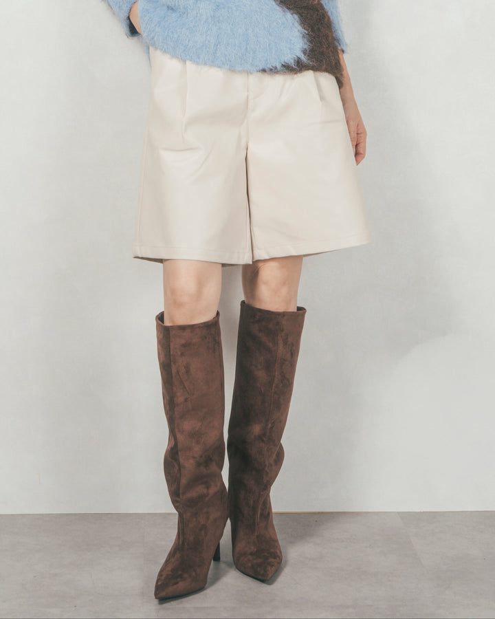 レザーライクハーフパンツ (IVORY)