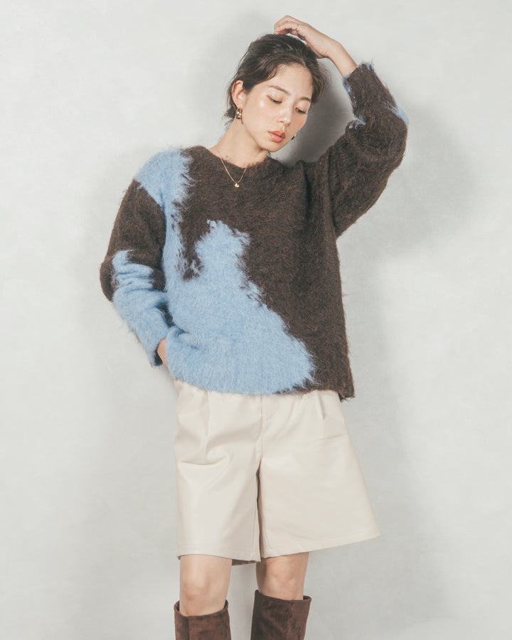 レザーライクハーフパンツ (IVORY)