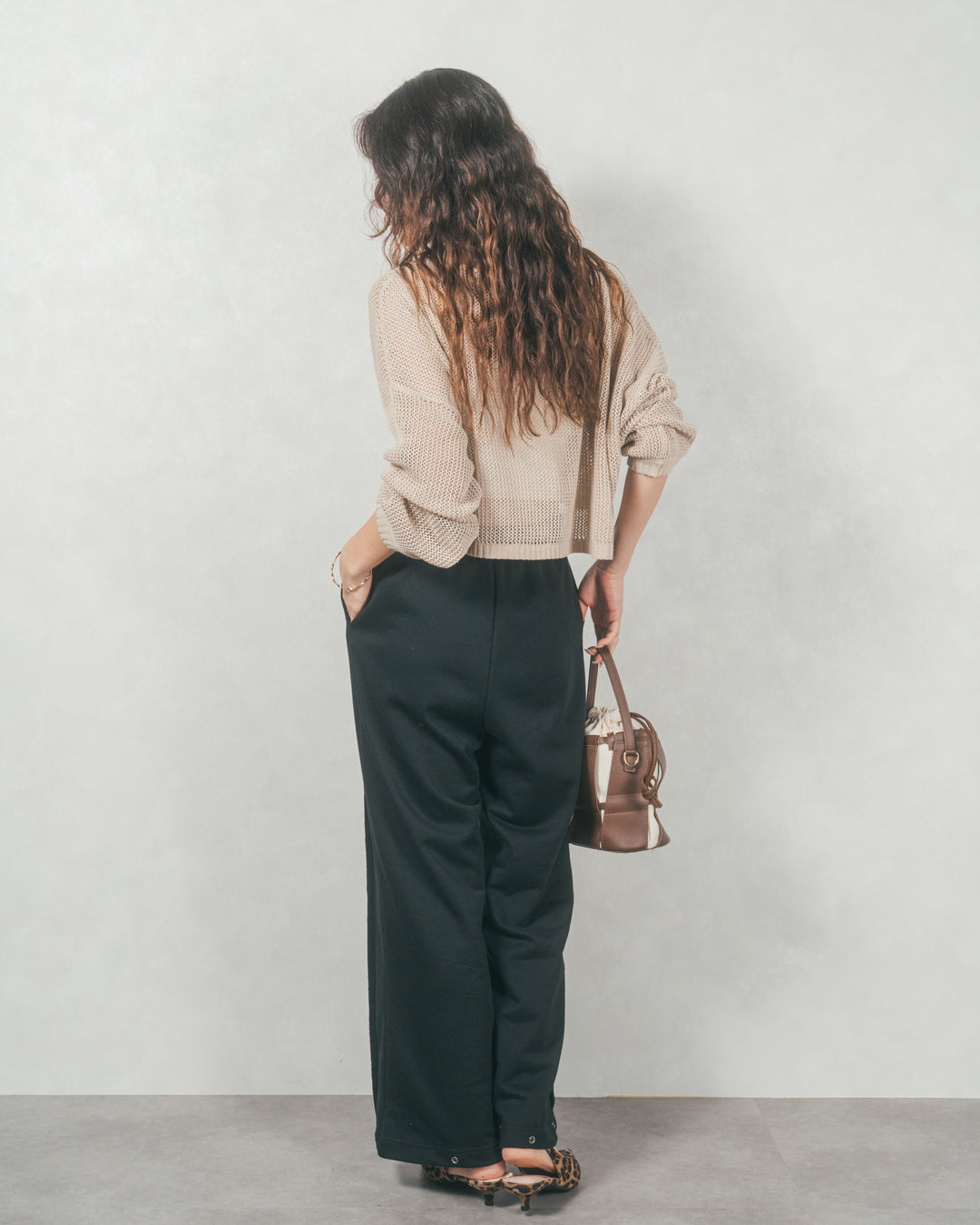 クロップドメッシュニット (BEIGE)