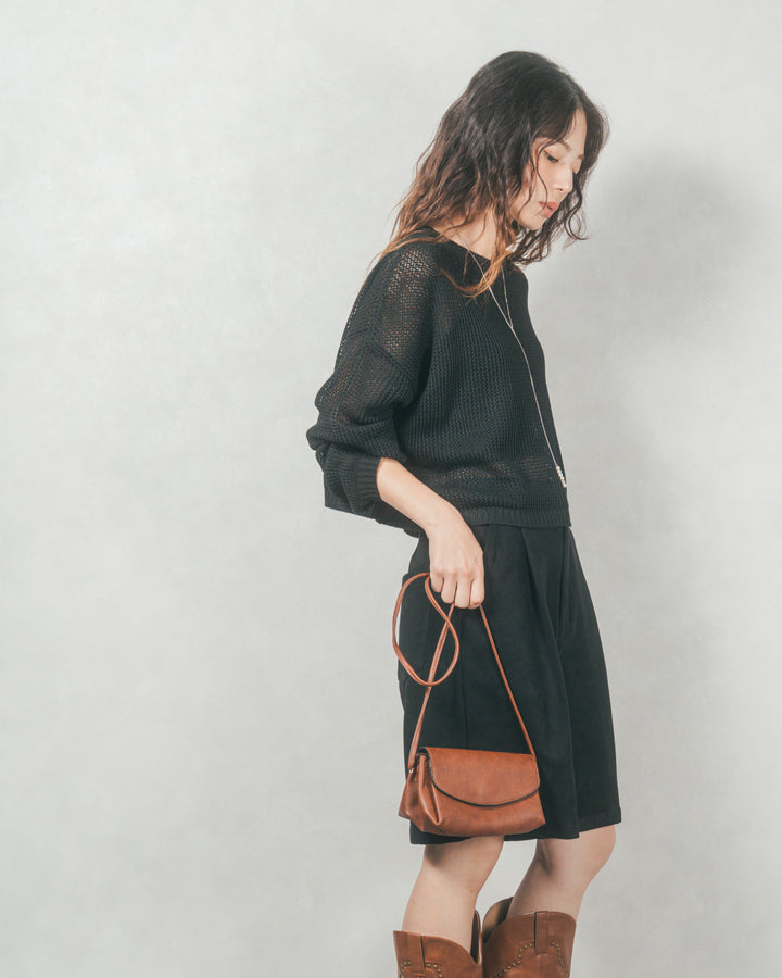 クロップドメッシュニット( BLACK)