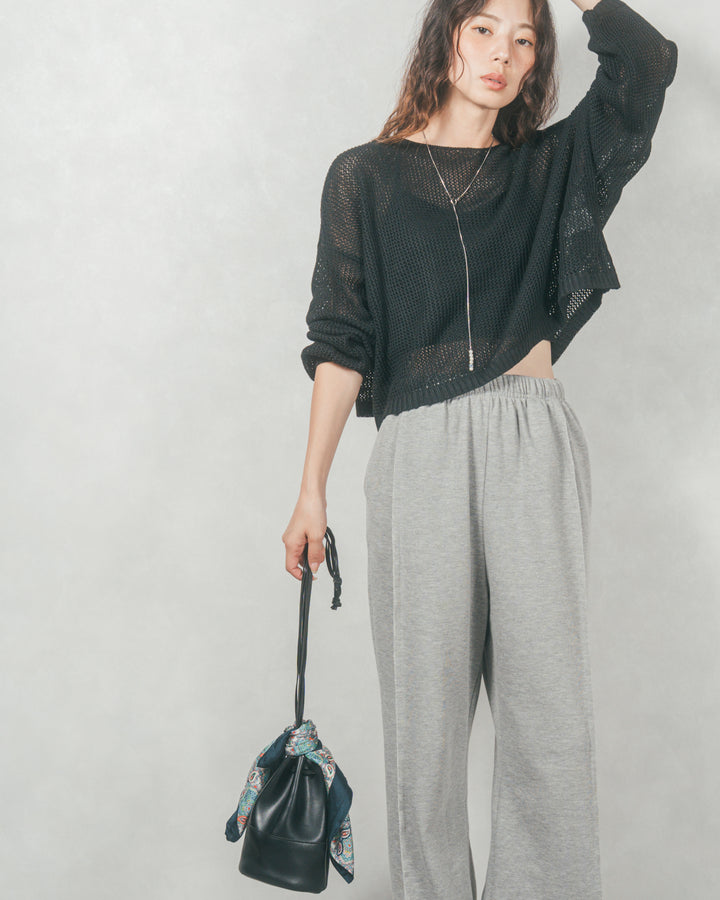 クロップドメッシュニット( BLACK)