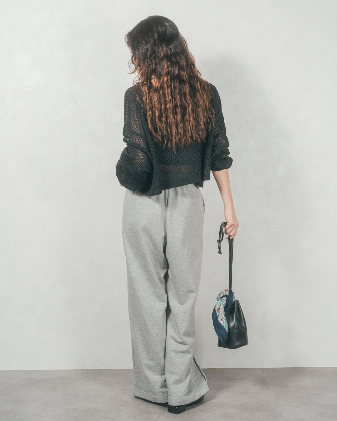 クロップドメッシュニット( BLACK)