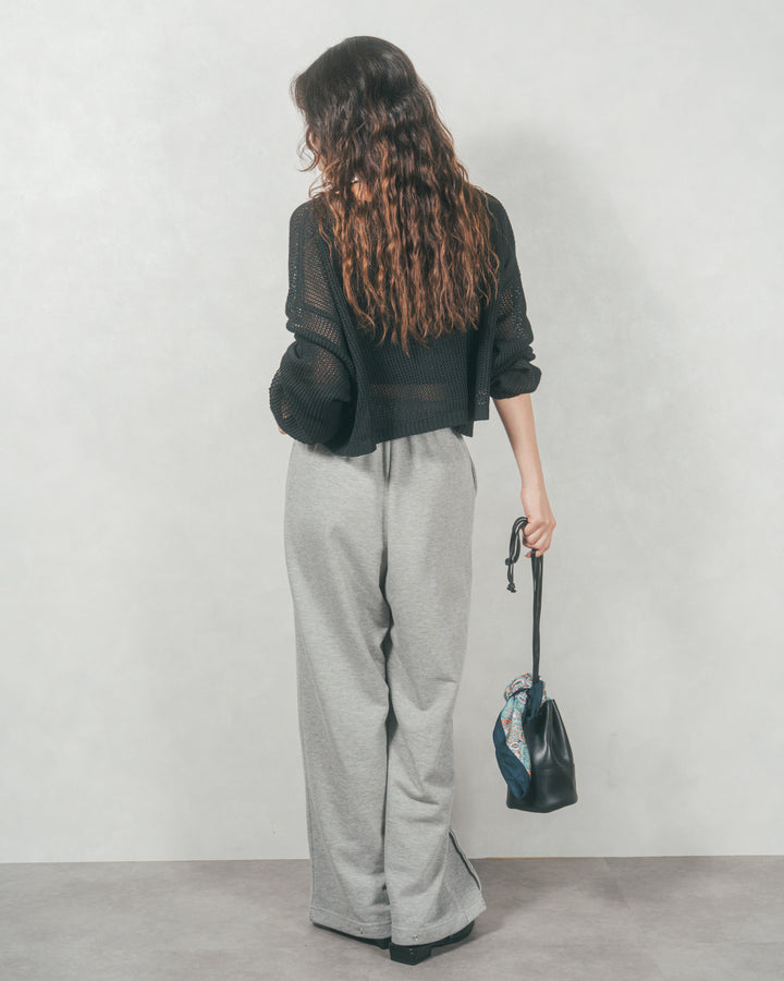 クロップドメッシュニット( BLACK)