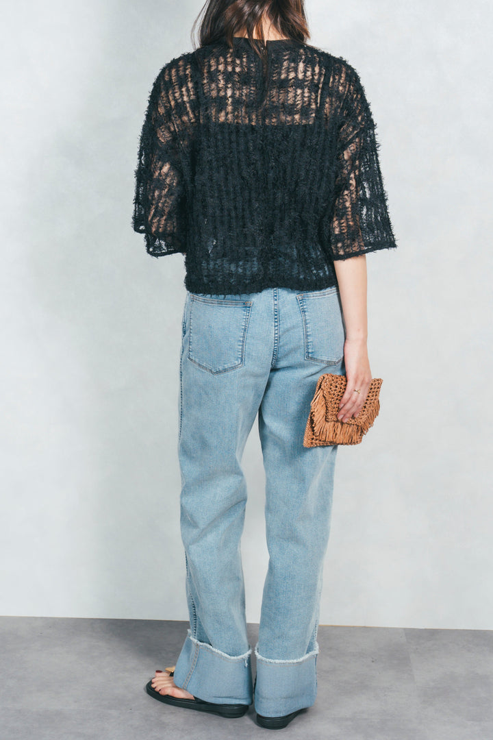 シアーフリンジトップス (BLACK)