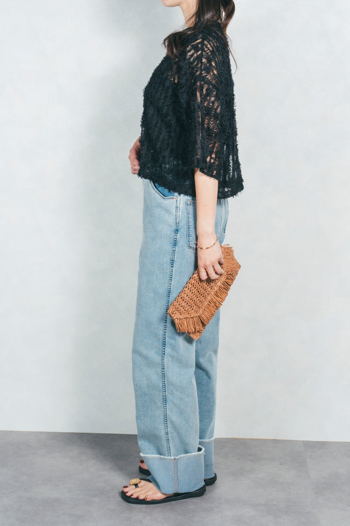 シアーフリンジトップス (BLACK)