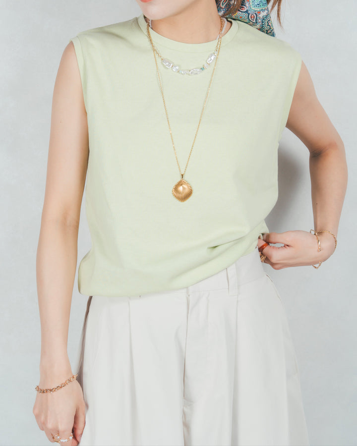 USAコットンスリーブレストップス (LIGHT GREEN)