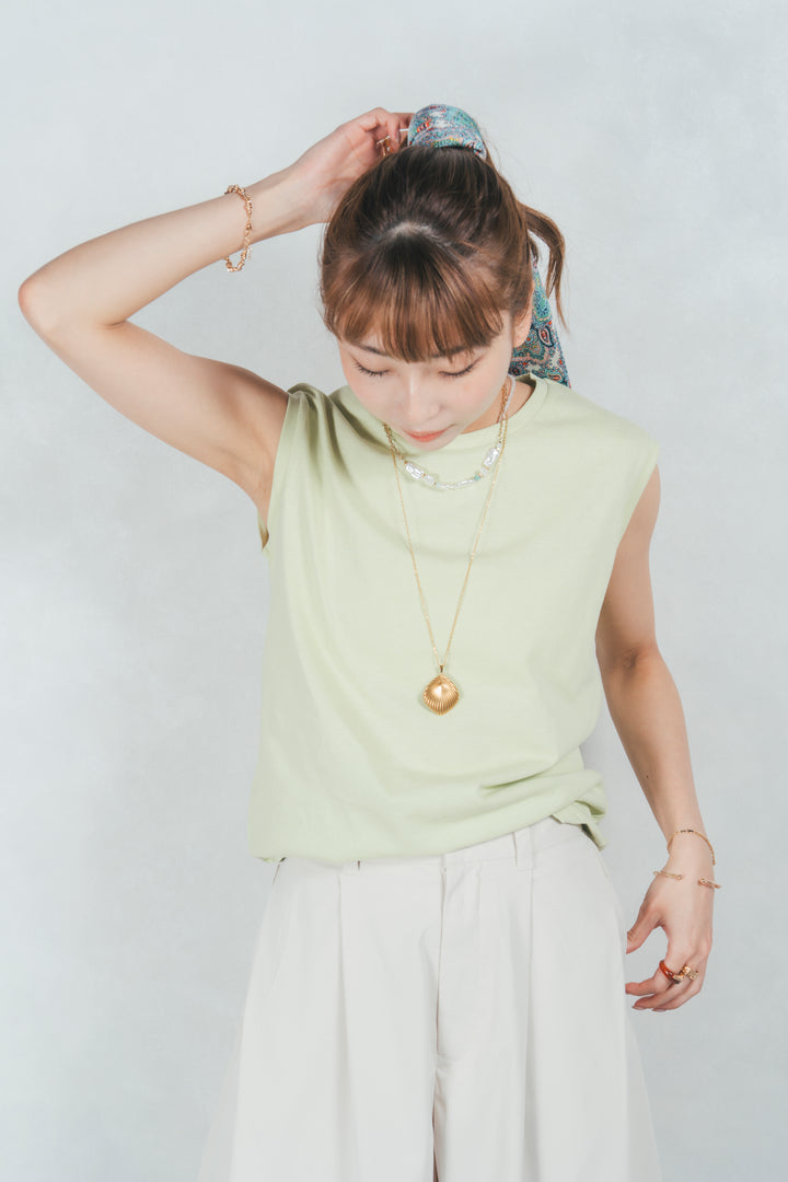 USAコットンスリーブレストップス (LIGHT GREEN)