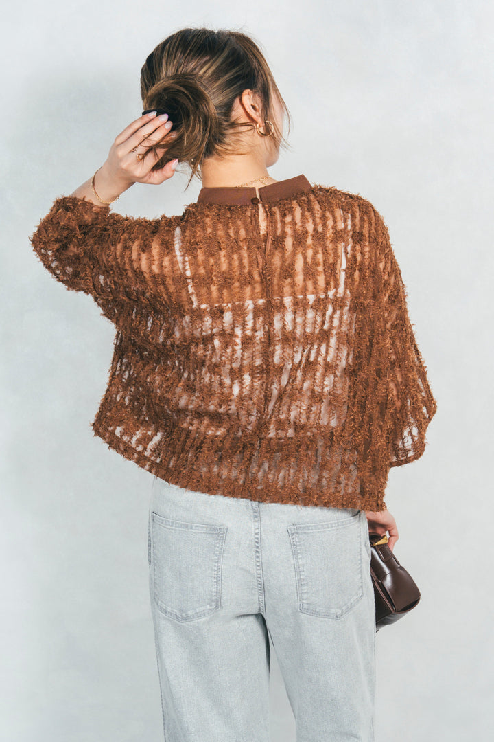 シアーフリンジトップス (BROWN)