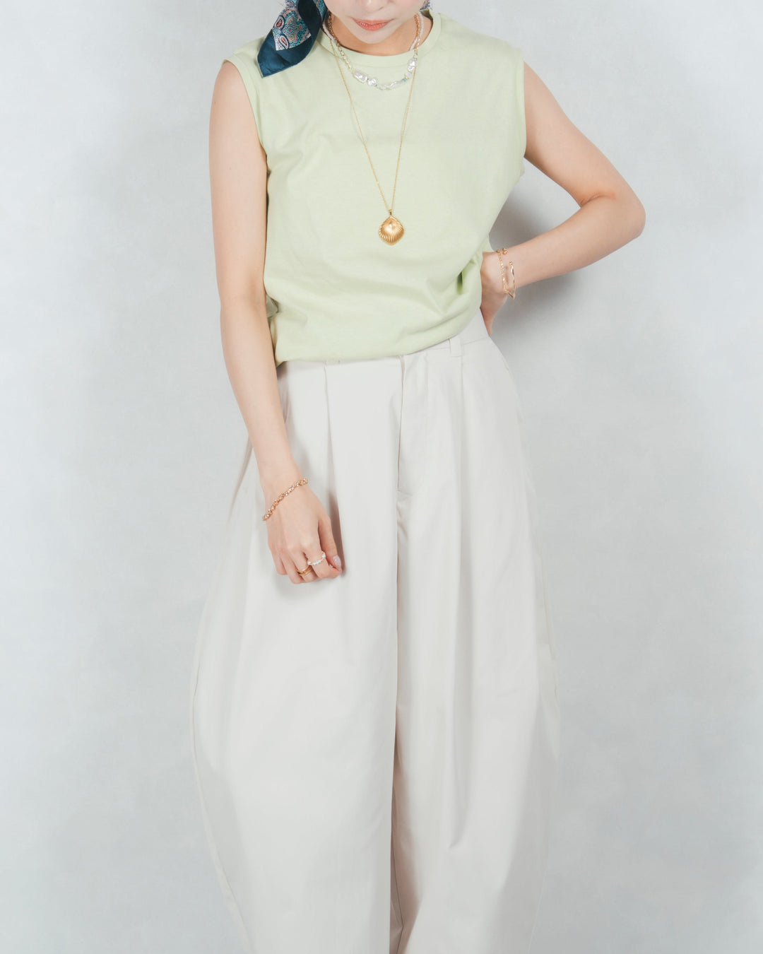 USAコットンスリーブレストップス (LIGHT GREEN)