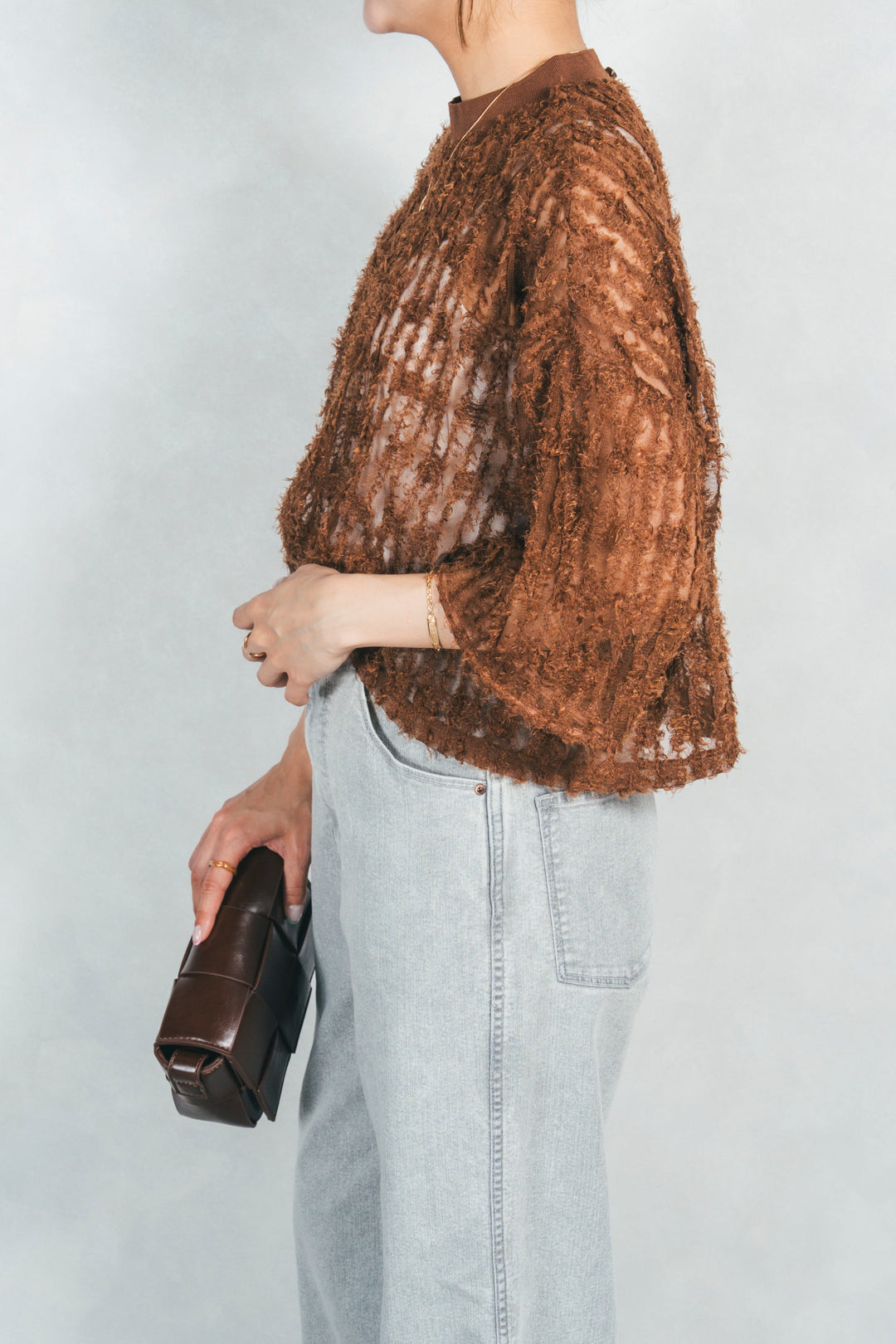 シアーフリンジトップス (BROWN)