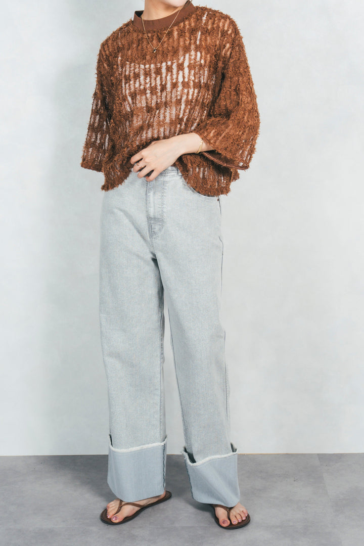 シアーフリンジトップス (BROWN)